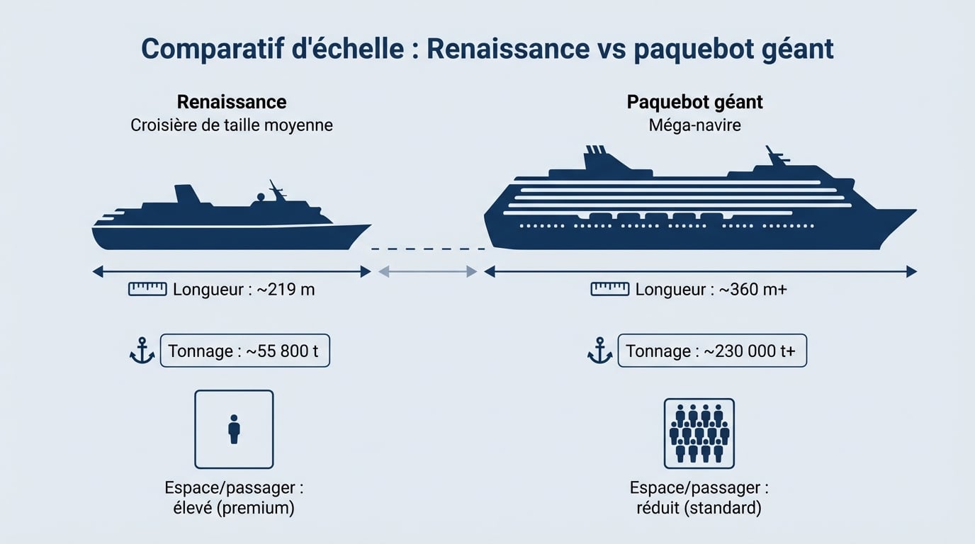 Comparatif d'échelle : Renaissance vs Paquebot Géant