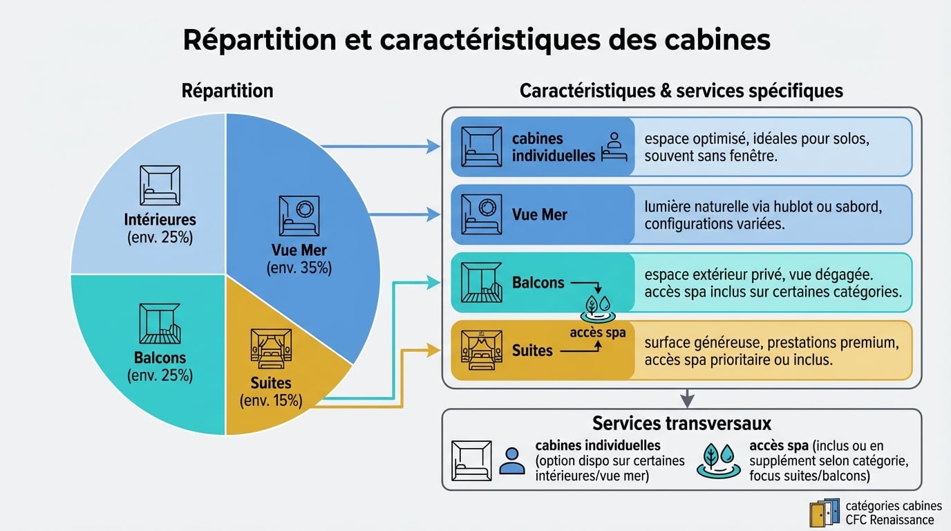 Répartition et caractéristiques des cabines