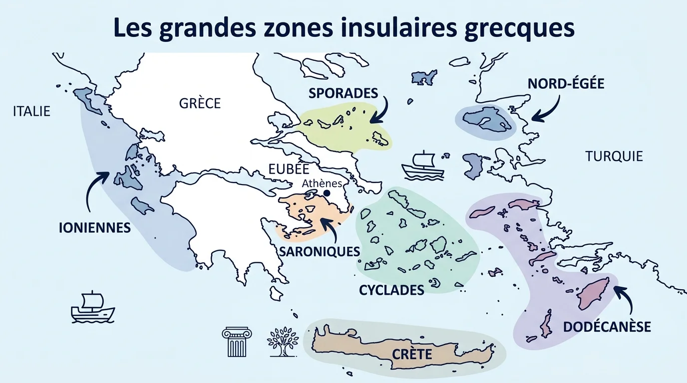 Carte des grands archipels grecs