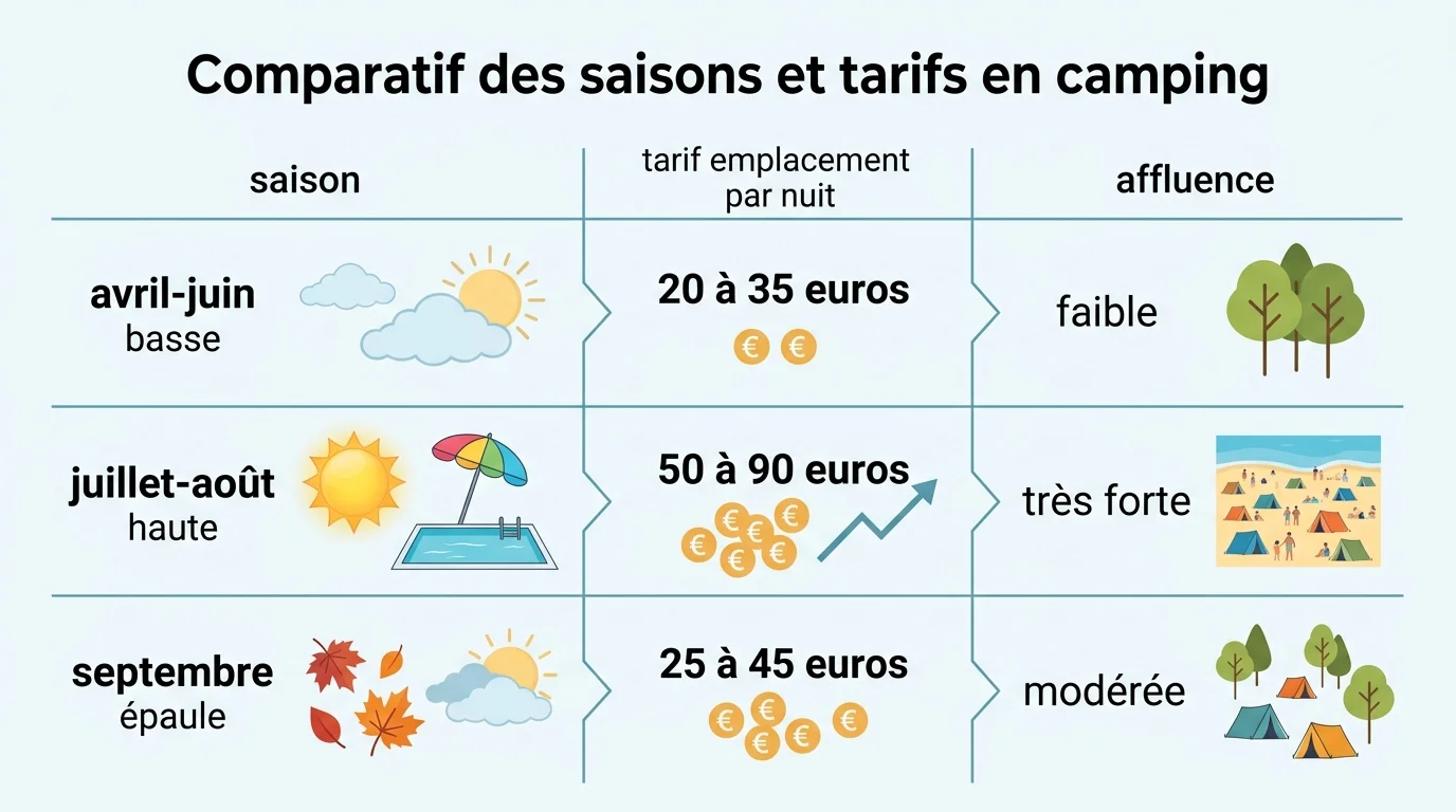 Comparatif des saisons et tarifs en camping