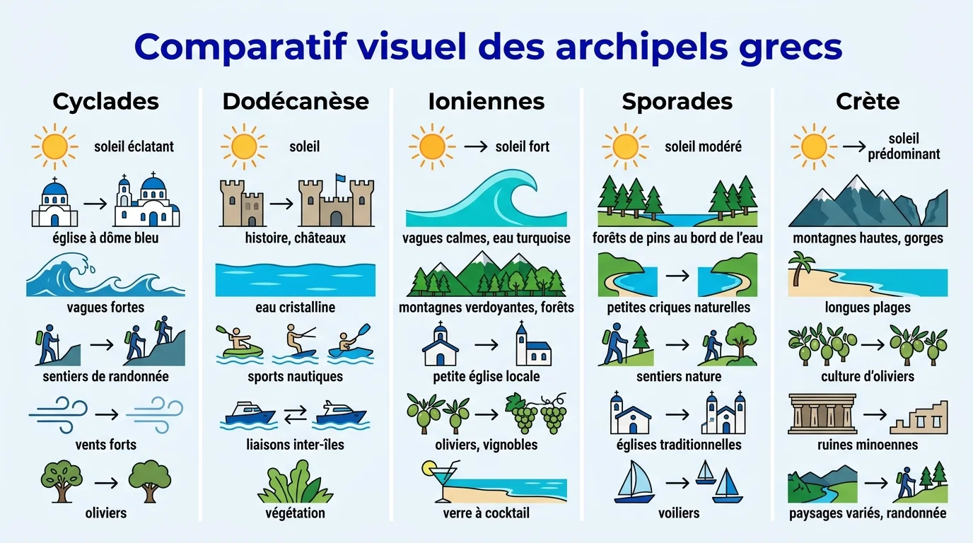 Comparatif visuel des archipels grecs