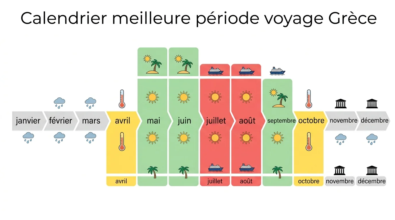 Calendrier meilleure période voyage Grèce