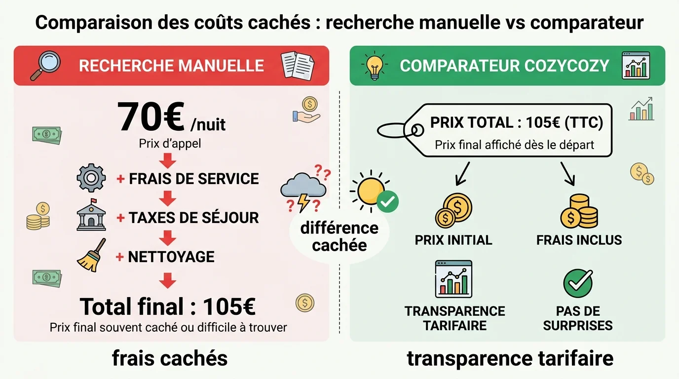 Comparaison des coûts cachés : recherche manuelle vs comparateur
