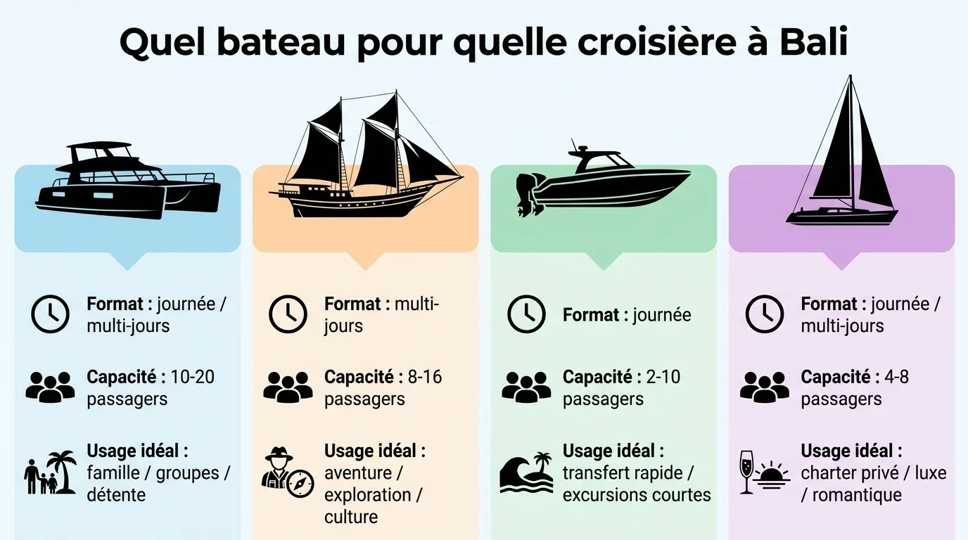 Comparatif des bateaux disponibles pour une croisière à Bali