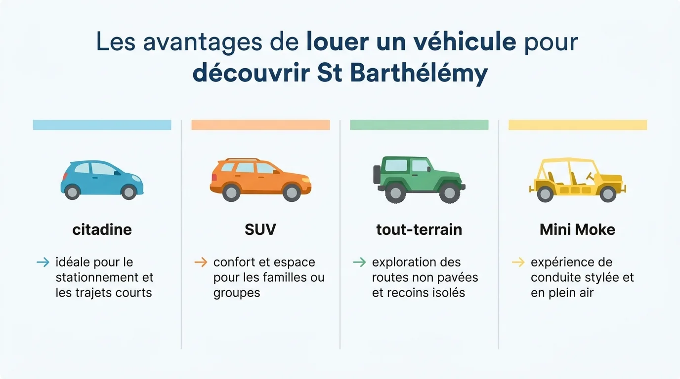 Comparatif des types de véhicules adaptés à Saint-Barthélemy