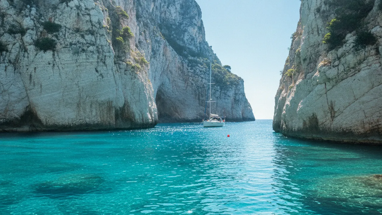 Les calanques aux eaux turquoise vues depuis la mer