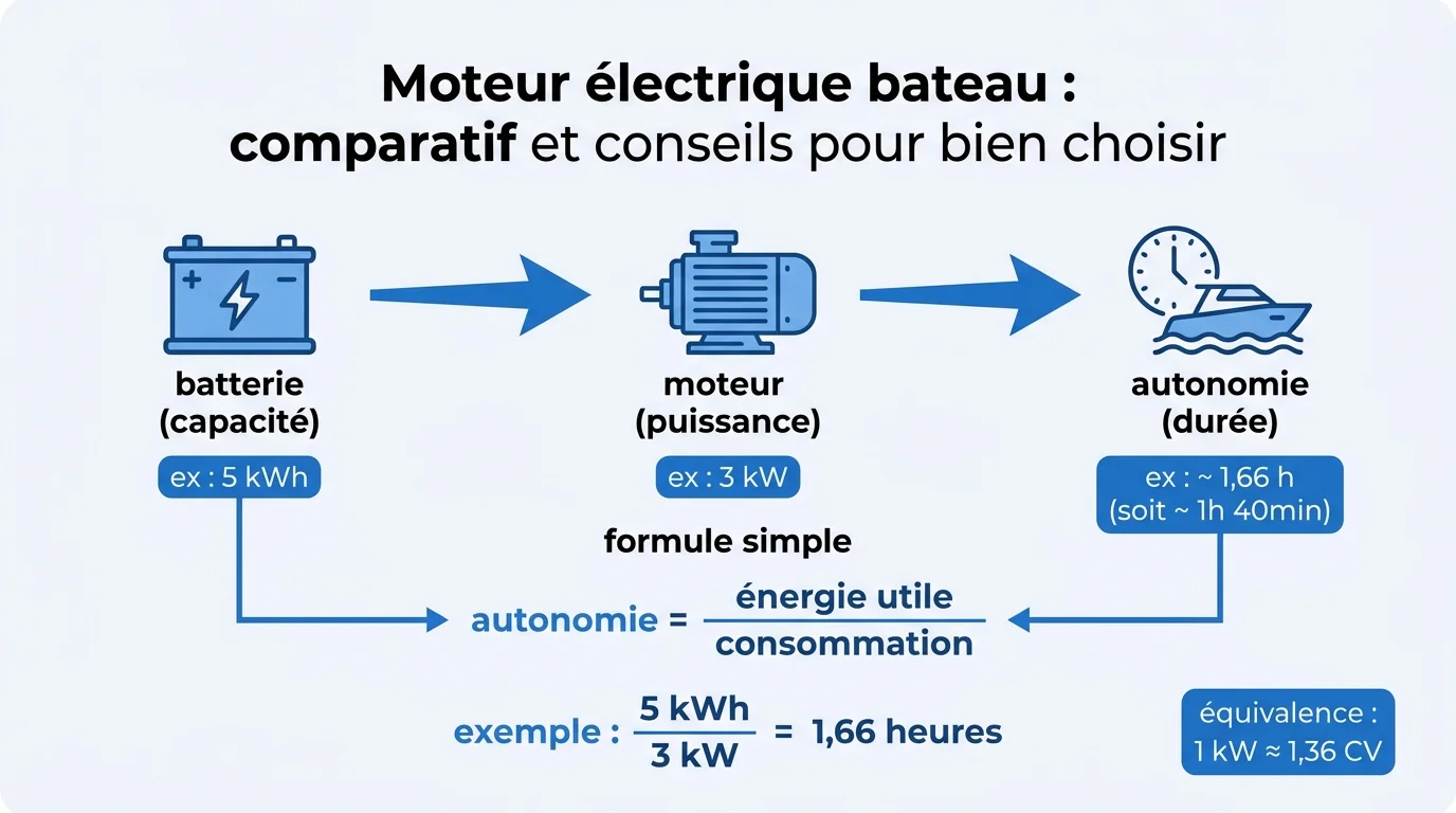 Schema du calcul d'autonomie selon la puissance en kW et la capacite en kWh