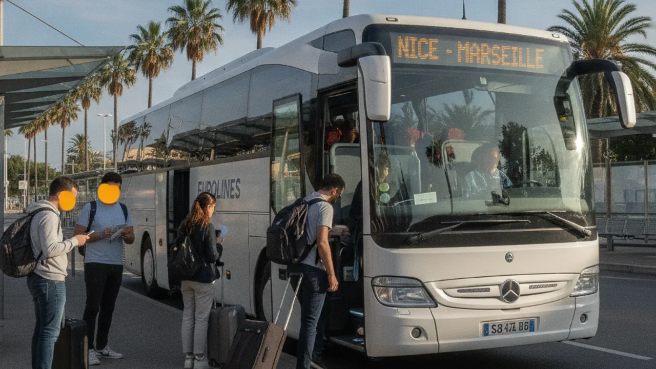 Le car ligne 50 reliant les gares routieres de Marseille et Aix-en-Provence