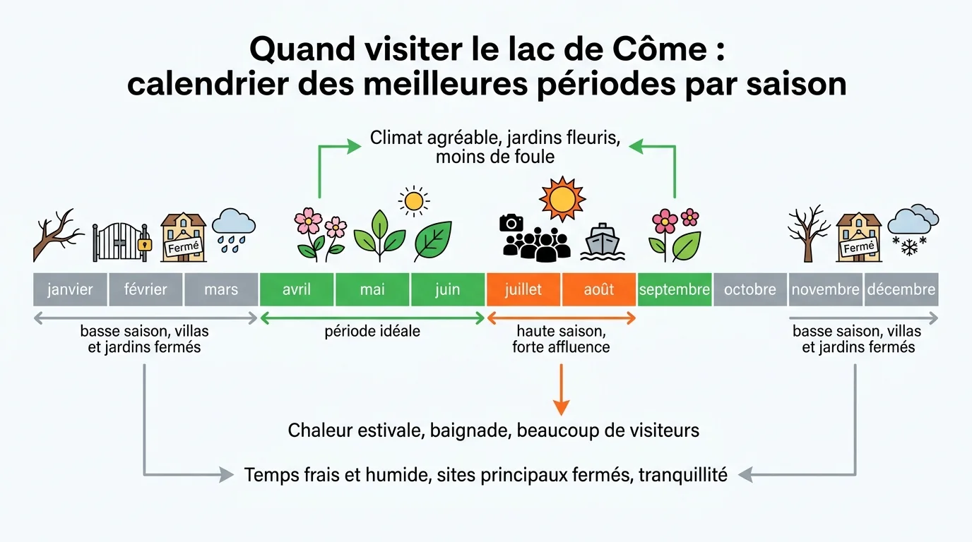 Quand visiter le lac de Côme : calendrier des meilleures périodes par saison