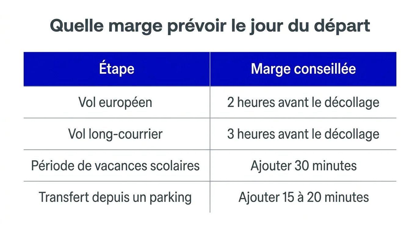 Les marges à prévoir le jour du départ