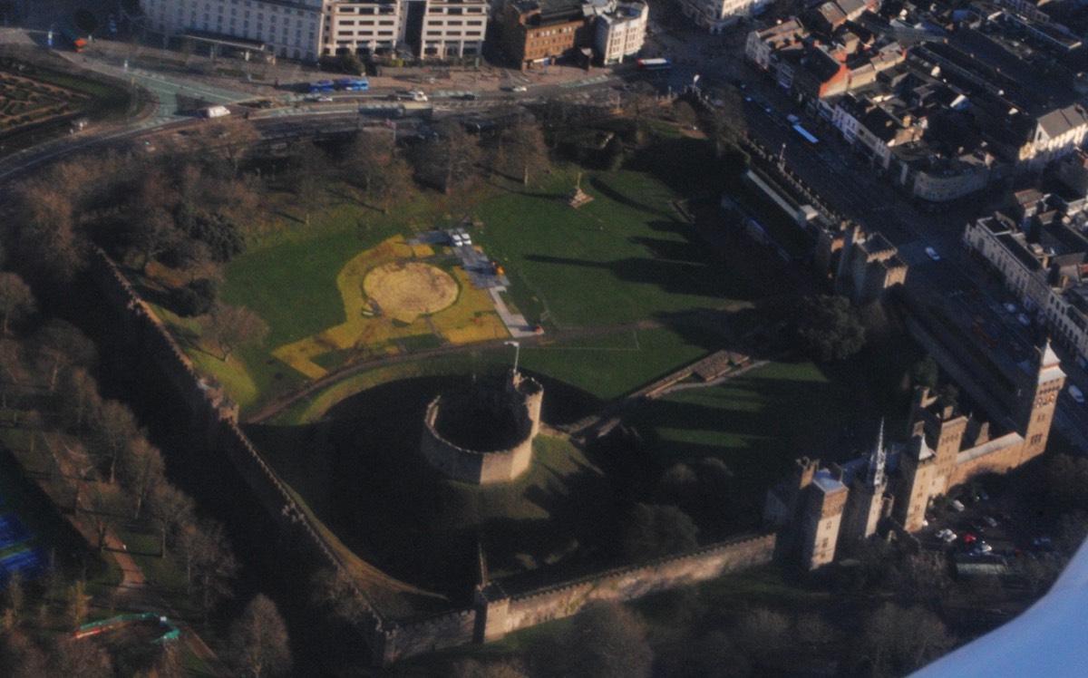 Vue aérienne du château de Cardiff